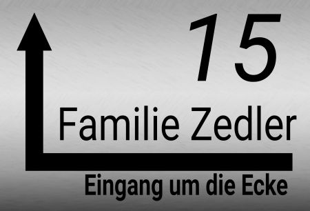 Familie Zedler - Eingang um die Ecke Strassen-Hausnummern Schild kreativ spritzig informativ schilder selbst gestalten