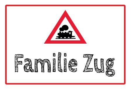 Familien Zug Hinweis Schild smart auffallend schilder selbst gestalten