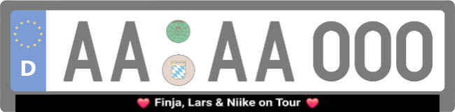 Finja Lars & Niike on Tour Kennzeichenhalter Schild kreativ informativ auffallend schilder selbst gestalten