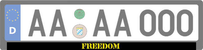 FREEDOM Kennzeichenhalter Schild kreativ informativ schilder selbst gestalten