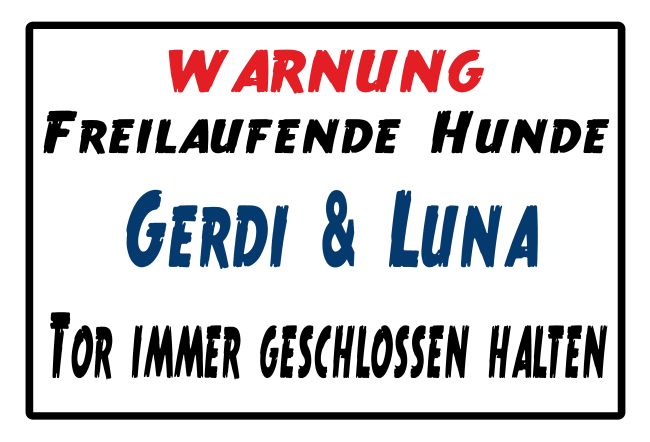 Freilaufende Hunde Warnung-Zutrittverboten Schild smart bunt auffallend schilder selbst gestalten