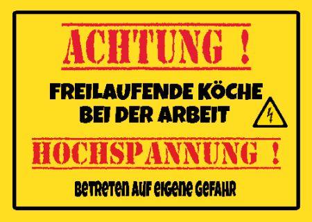 Freilaufende Köche bei der Arbeit Privat-Pakete Schild smart bunt schilder selbst gestalten