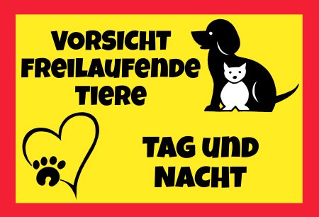 Freilaufende Tiere Tiere Schild kreativ spritzig informativ auffallend schilder selbst gestalten