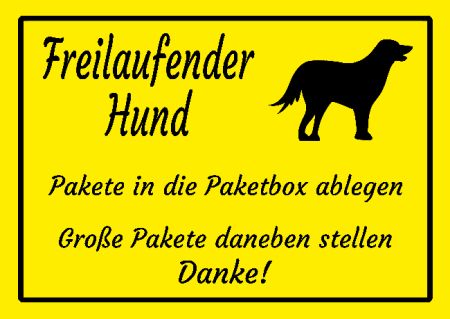 Freilaufender Hund Hunde Schild smart bunt kreativ schilder selbst gestalten