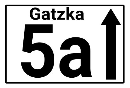 Gatzka 5a Gerade Vor Strassen-Hausnummern Schild kreativ informativ auffallend schilder selbst gestalten