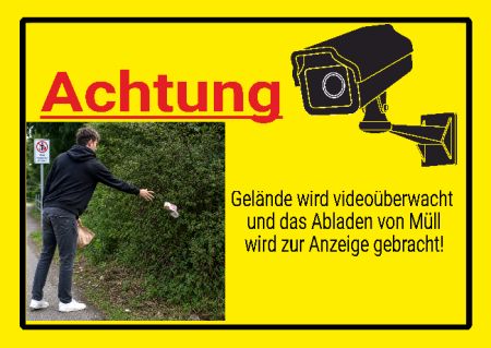Gel&auml;nde wird Video&uuml;berwacht Hinweis Schild smart schilder selbst gestalten