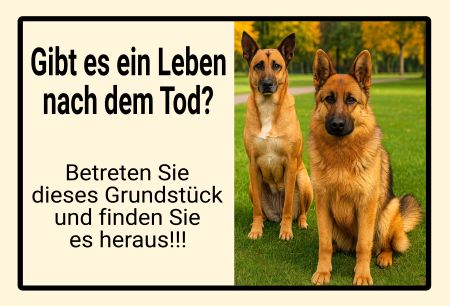 Gibt es ein Leben nach dem Tod? Hunde Schild smart bunt kreativ schilder selbst gestalten