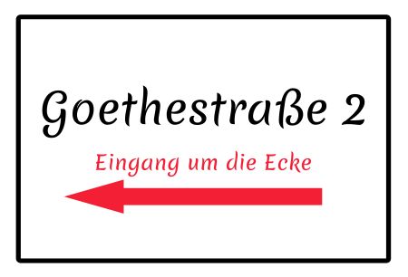 Goethestraße 2 Strassen-Hausnummern Schild smart spritzig schilder selbst gestalten
