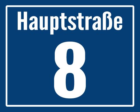 Hauptstraße 8 Strassen-Hausnummern Schild smart kreativ spritzig schilder selbst gestalten