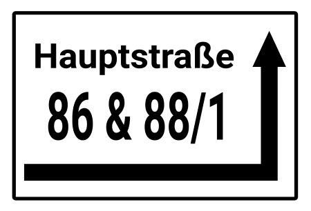 Hauptstraße rechts rum Wegweiser Schild informativ auffallend schilder selbst gestalten