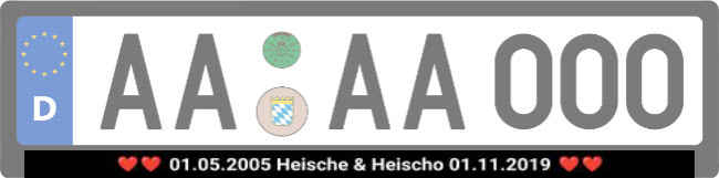 Heische und Heischo Kennzeichenhalter Schild bunt kreativ informativ auffallend schilder selbst gestalten