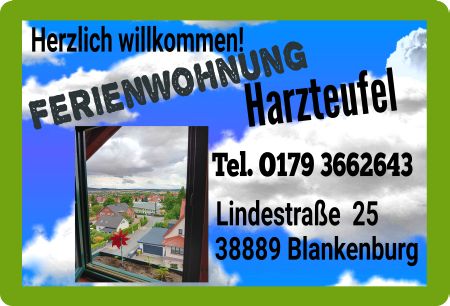 Herulich willkommen! Ferienwohnung Harzteufel Firma Schild spannend bunt kreativ spritzig informativ schilder selbst gestalten