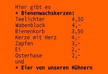 Hier gibt es Bienenwachskerzen Firma Schild smart kreativ spritzig schilder selbst gestalten