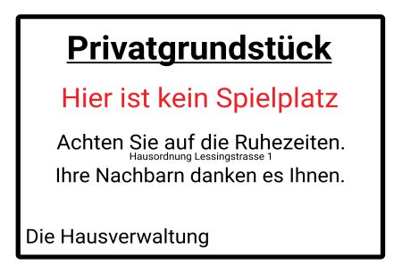 Hier ist kein Spielplatz Hinweis Schild informativ auffallend nachdr&uuml;cklich schilder selbst gestalten