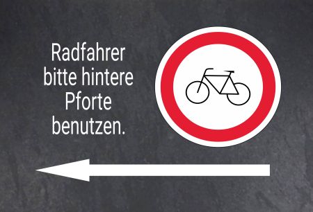 Hintere Pforte benutzen Wegweiser Schild smart kreativ spritzig schilder selbst gestalten