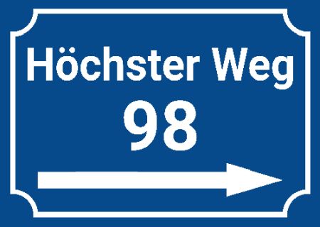 Höchster Weg 98 Strassen-Hausnummern Schild smart kreativ schilder selbst gestalten