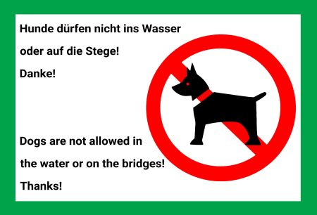 Hunde nicht ins Wasser oder Stege Warnung-Zutrittverboten Schild kreativ informativ auffallend schilder selbst gestalten