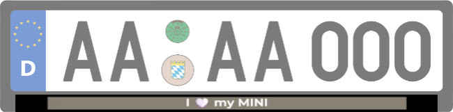 I love my MINI Kennzeichenhalter Schild kreativ informativ auffallend schilder selbst gestalten