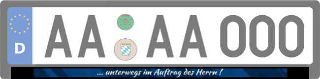 im auftrag des Herrn! Kennzeichenhalter Schild kreativ informativ auffallend schilder selbst gestalten