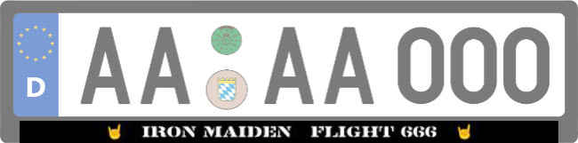 IRON MAIDEN FLIGHT 666 Kennzeichenhalter Schild informativ auffallend schilder selbst gestalten