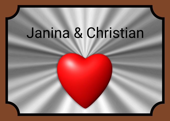 Janina & Christian Privat-Pakete Schild smart kreativ spritzig auffallend schilder selbst gestalten