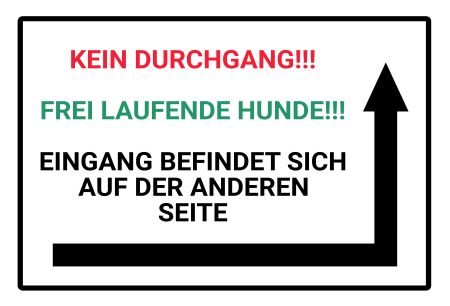 KEIN DURCHGANG Wegweiser Schild informativ auffallend schilder selbst gestalten