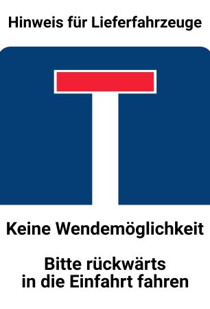 Keine Wendem&ouml;glichkeit Strassen-Hausnummern Schild kreativ informativ auffallend schilder selbst gestalten