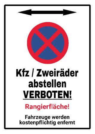 KFZ / Zweir&auml;der abstellen VERBOTEN! Parken-Verkehr Schild smart kreativ spritzig schilder selbst gestalten