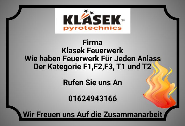 Klasek Feuerwerk Firma Schild smart kreativ spritzig informativ auffallend schilder selbst gestalten