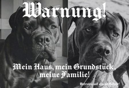 Mein Haus  mein Grundst&uuml;ck Hunde Schild spannend kreativ informativ auffallend schilder selbst gestalten