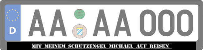 Mit Schutzengel auf Reisen Kennzeichenhalter Schild kreativ informativ auffallend schilder selbst gestalten