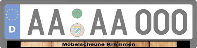 M&ouml;belsch&auml;une Kremmen Kennzeichenhalter Schild kreativ informativ auffallend schilder selbst gestalten