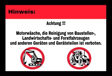 Motorwäsche verboten Hinweis Schild kreativ spritzig informativ auffallend schilder selbst gestalten