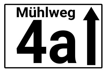 M&uuml;hlweg 4a Strassen-Hausnummern Schild smart spritzig schilder selbst gestalten