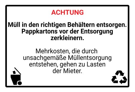 M&uuml;ll richtig entsorgen Hinweis Schild kreativ informativ auffallend schilder selbst gestalten