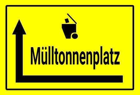 Mülltonnenplatz Wegweiser Schild informativ auffallend schilder selbst gestalten