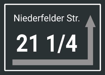 Niederfelder Straße 21 1/4 Strassen-Hausnummern Schild smart kreativ schilder selbst gestalten