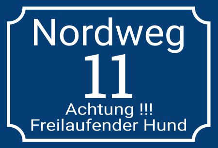 Nordweg 11 Strassen-Hausnummern Schild smart spritzig informativ schilder selbst gestalten