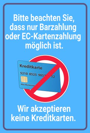 Nur Barzahlung m&ouml;glich Hinweis Schild informativ auffallend schilder selbst gestalten