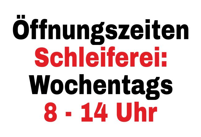 Öffnungszeiten Schleiferei Firma Schild spannend kreativ spritzig schilder selbst gestalten