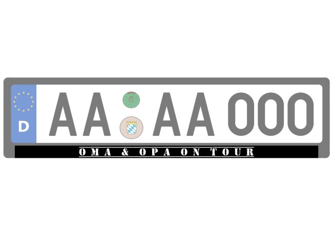 OMA & OPA auf Tour Kennzeichenhalter Schild smart spannend informativ auffallend lustig schilder selbst gestalten