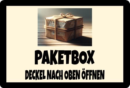 PAKETBOX Privat-Pakete Schild bunt kreativ informativ auffallend schilder selbst gestalten