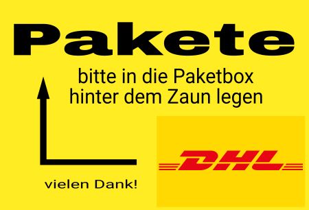 Pakete bitte in die Paketbox ... Hinweis Schild smart kreativ spritzig schilder selbst gestalten