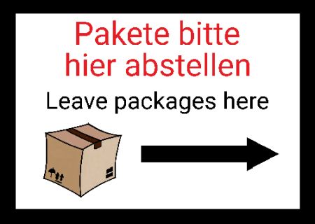 Pakete hier abstellen Privat-Pakete Schild kreativ informativ auffallend schilder selbst gestalten