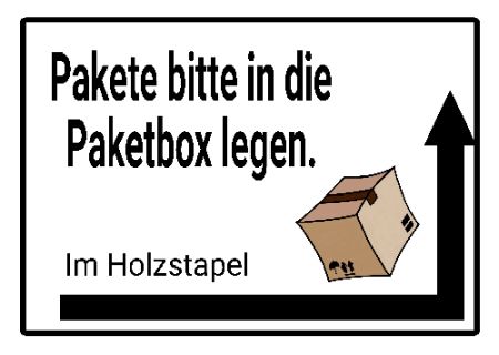 Pakete in die Paketbox Wegweiser Schild kreativ informativ auffallend schilder selbst gestalten