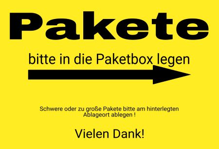 Pakete in die Paketbox Wegweiser Schild kreativ informativ auffallend schilder selbst gestalten