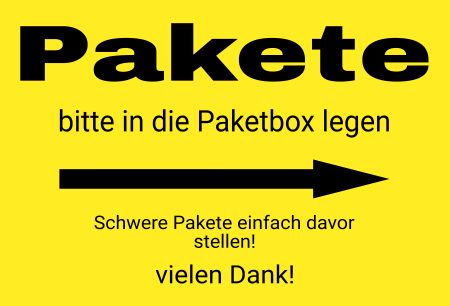Pakete in die Paketbox Wegweiser Schild informativ auffallend schilder selbst gestalten