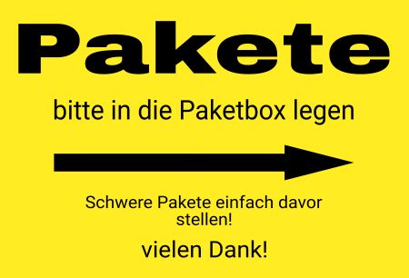 Pakete in die Paketbox Wegweiser Schild informativ auffallend schilder selbst gestalten