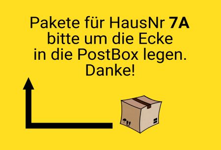 Pakete in die PostBox Privat-Pakete Schild smart informativ auffallend nachdrücklich schilder selbst gestalten
