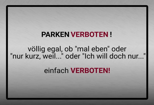 PARKEN VERBOTEN! Parken-Verkehr Schild spannend bunt kreativ informativ schilder selbst gestalten